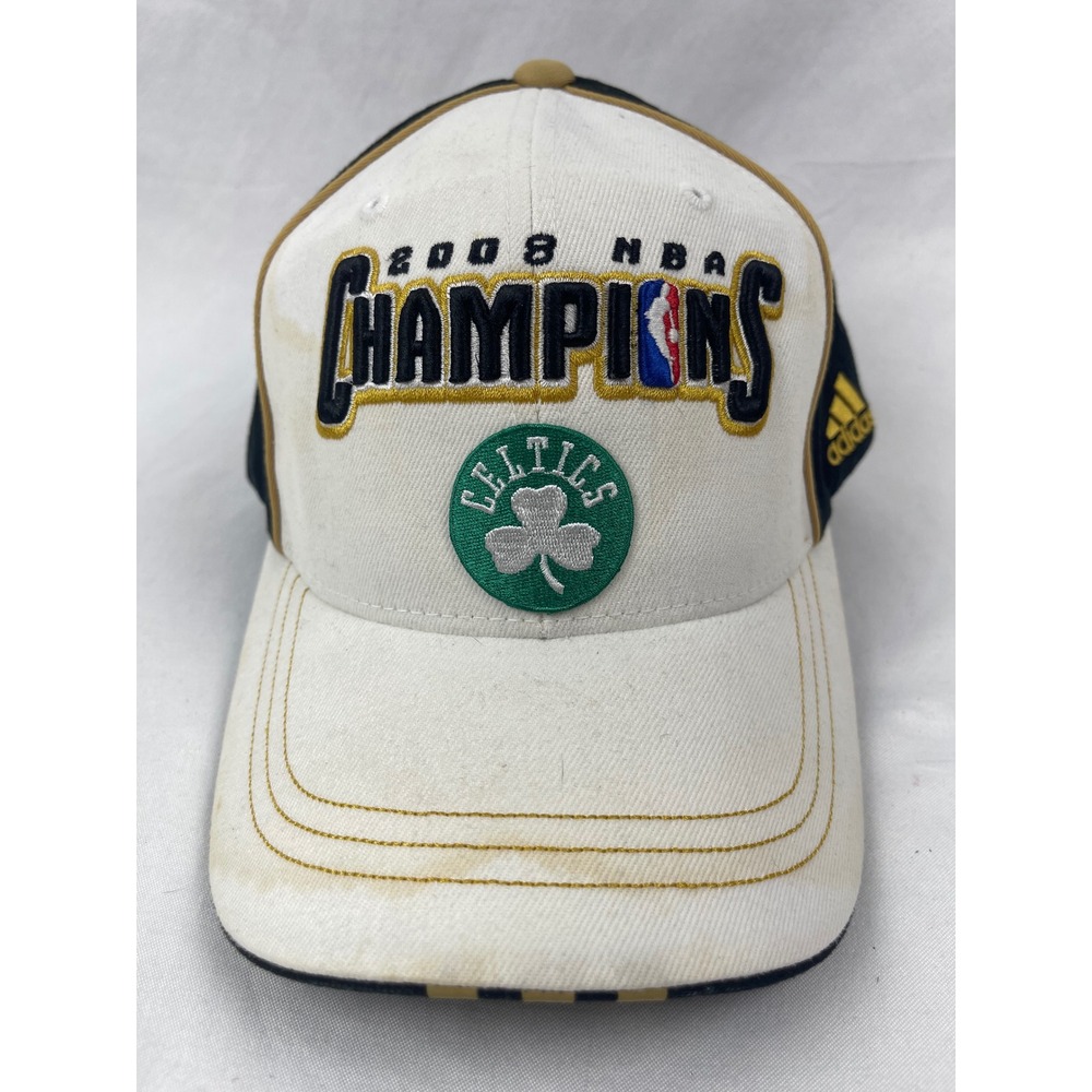 Adidas Boston Celtics 2008 NBA Champions Hat Mens OSFA White Black Gold Cap